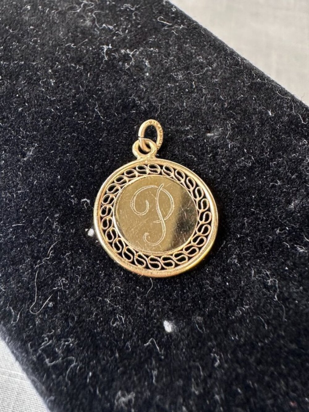 Vintage "P" Monogrammed Gold Tone Pendant